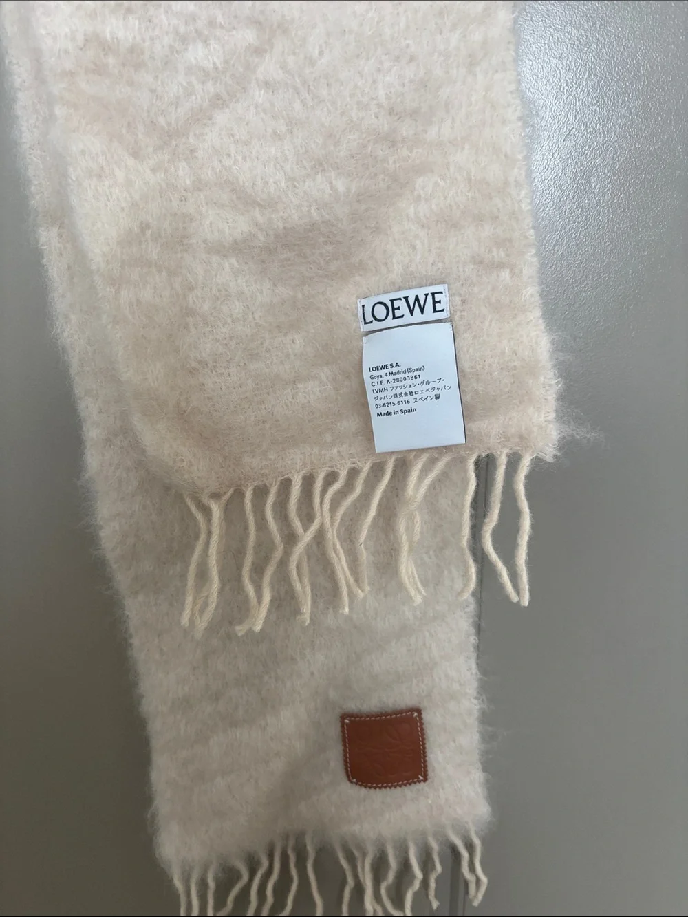 Loewe Cream Fuzzy Fringe Scarf